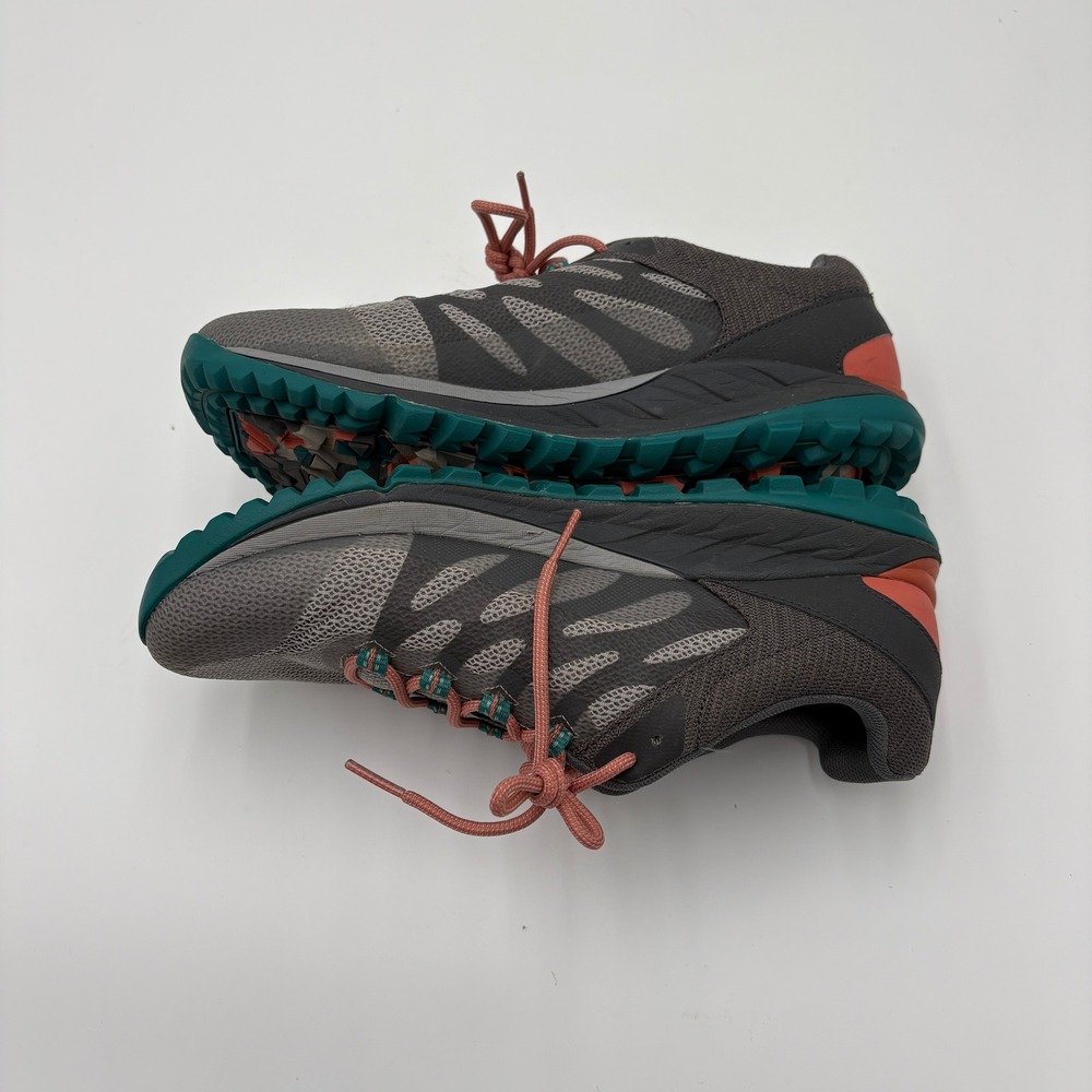 Merrell Womens Antora 2 Trail Running Shoes 9 Gray Teal Coral Hiking - Picture 5 of 6